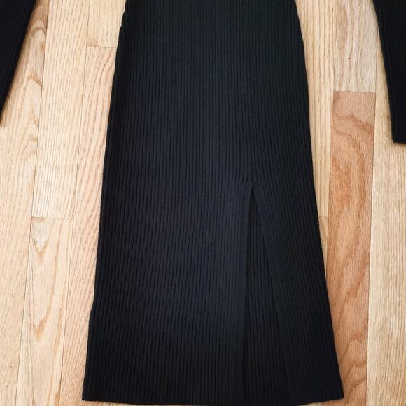 NWT Abercrombie Sweater Dress Black Ribbed Knit Midi V Neck Bodycon Midi XXSP - Picture 4 of 7